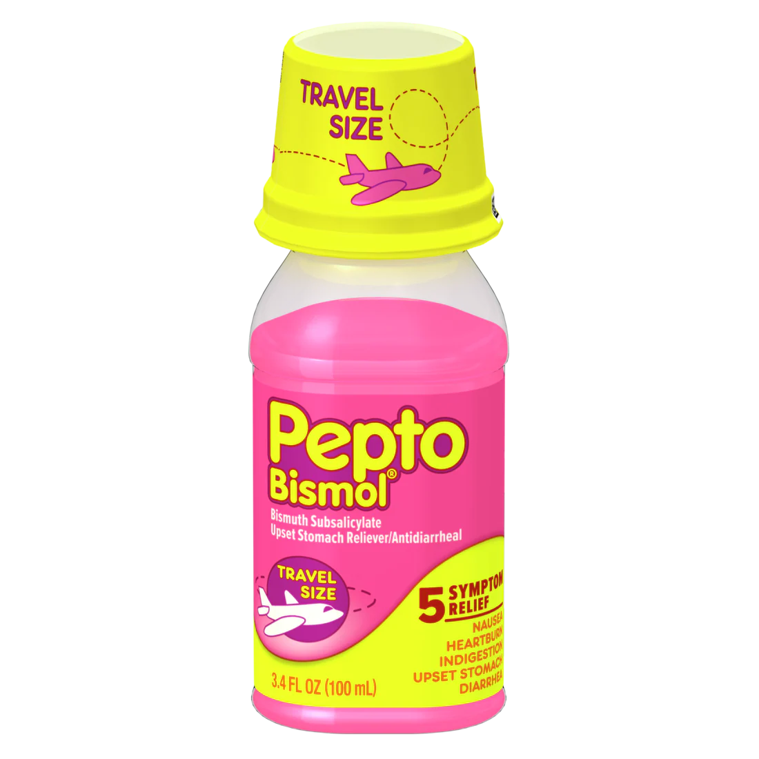 Pepto Bismol Liquid For Nausea Heartburn Indigestion Upset Stomach And Diarrhea - Fast Relief For 5 Symptoms Original Flavor - 3.4oz/12pk