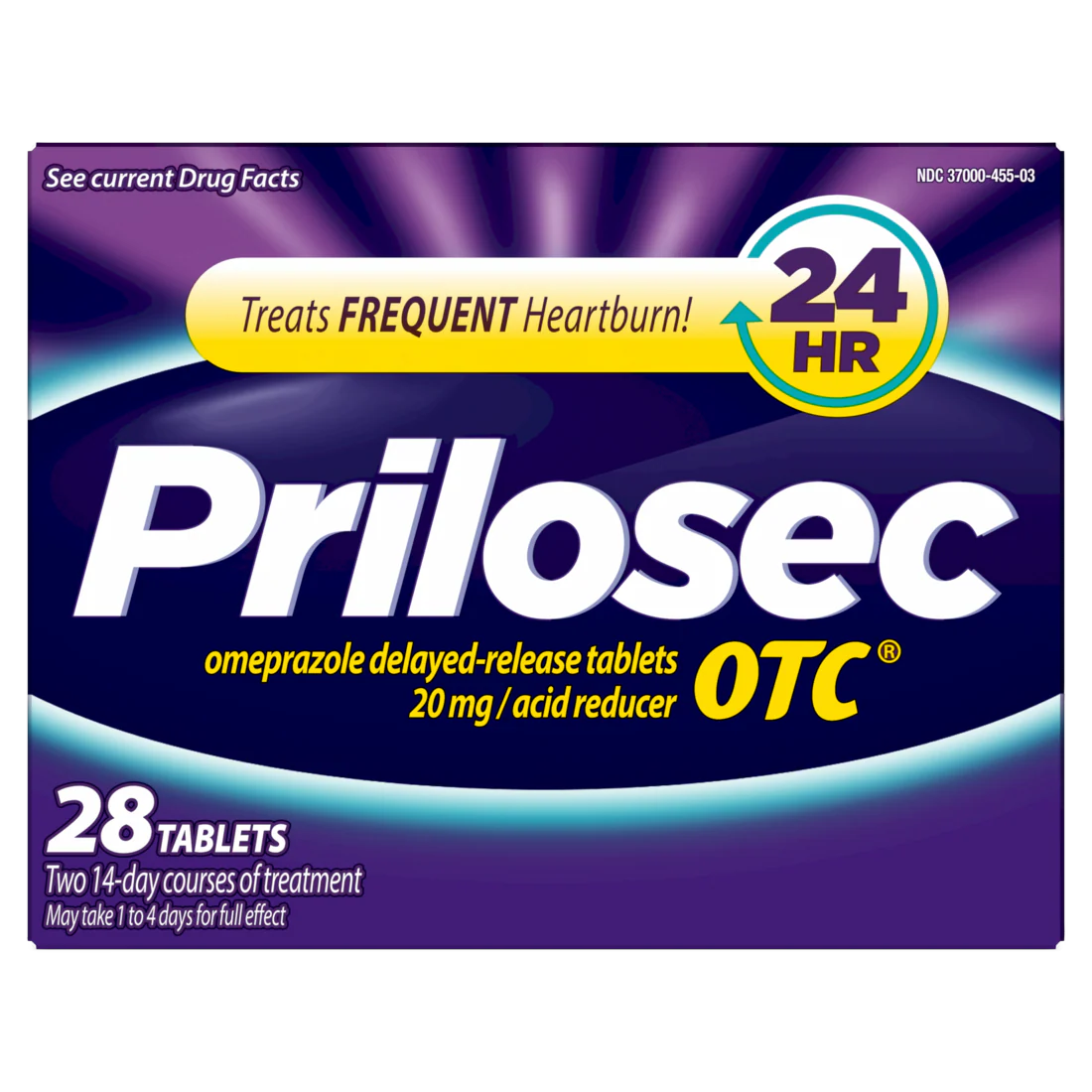 Prilosec OTC Omeprazole 20gm Delayed Release Acid Reducer Treats Frequent Heartburn for 24 Hour Relief All Day All Night Heartburn Tablets - 28ct/24pk