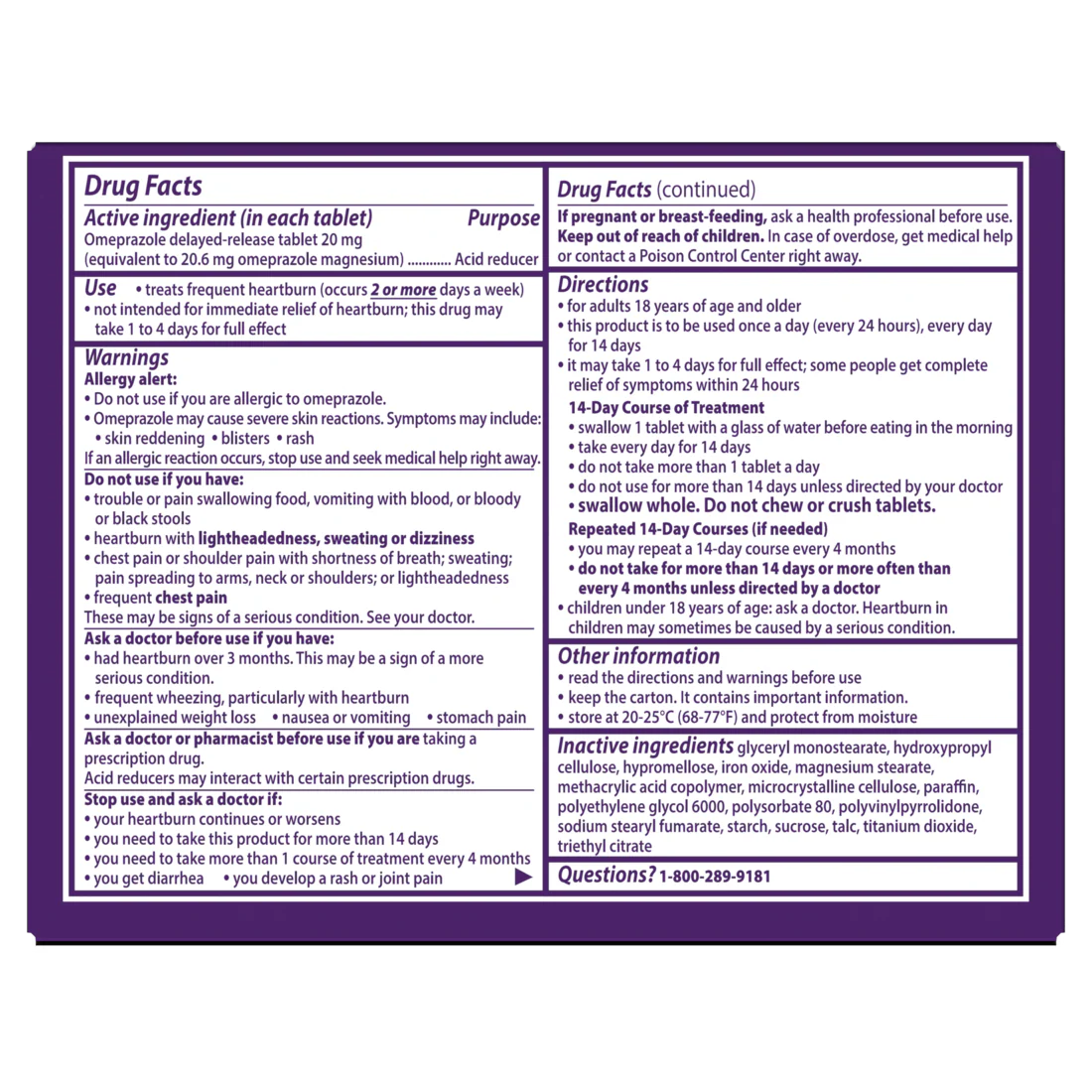Prilosec OTC Omeprazole 20gm Delayed Release Acid Reducer Treats Frequent Heartburn for 24 Hour Relief All Day All Night Heartburn Tablets - 28ct/24pk - Image 2