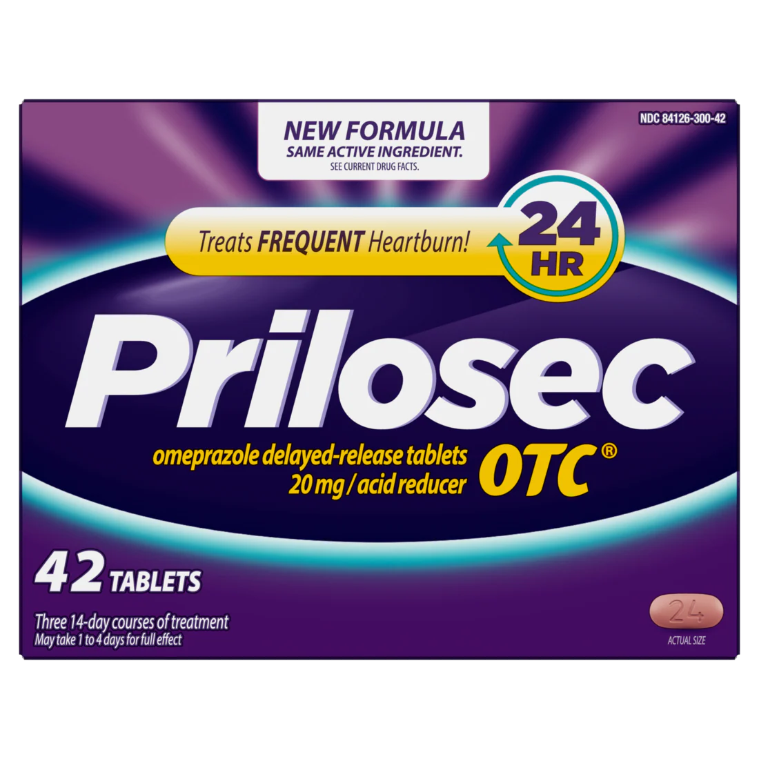 Prilosec OTC Omeprazole 20mg Heartburn Medicine Acid Reflux Medicine 24 Hour Omeprazole Relief Tablets - 42ct/24pk