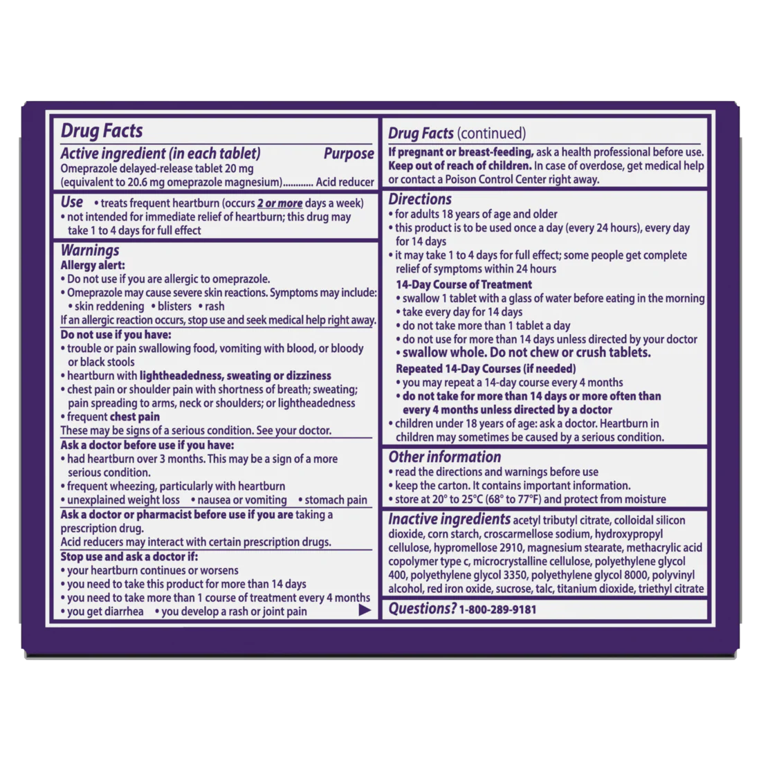 Prilosec OTC Omeprazole 20mg Heartburn Medicine Acid Reflux Medicine 24 Hour Omeprazole Relief Tablets - 42ct/24pk - Image 2