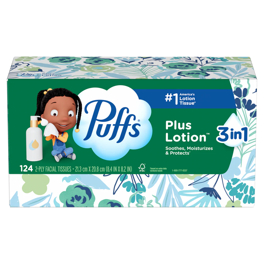 Puffs Plus Lotion Facial Tissue 1 Family Box 124 Tissues Per Box - 124ct/24pk