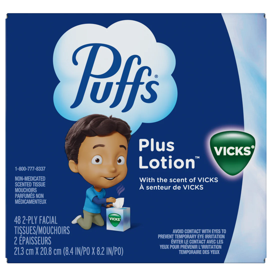 Puffs Plus Lotion With The Scent Of Vick's Facial Tissues 1 Cube 48 Tissues Per Box - 48ct/24pk