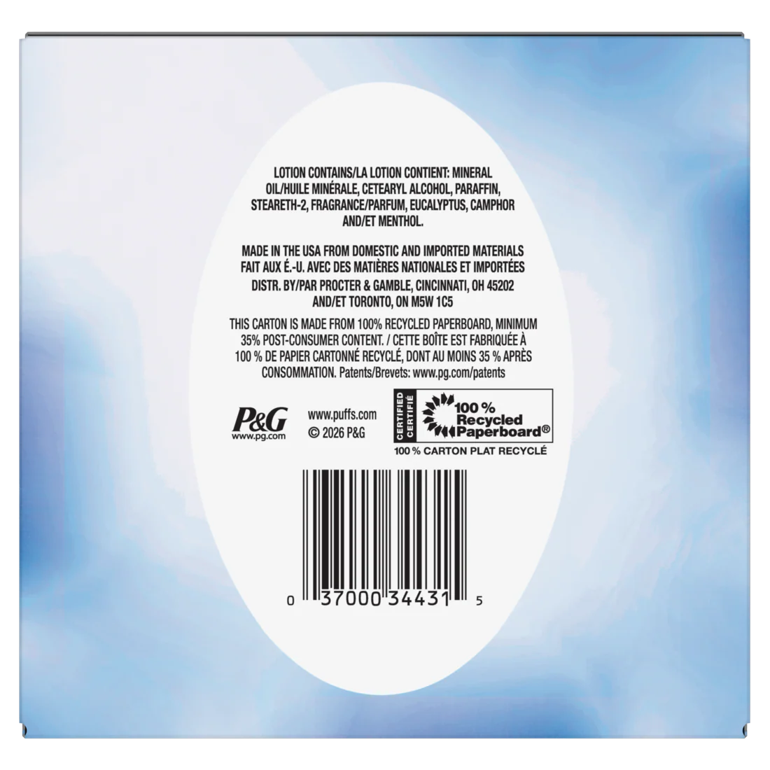 Puffs Plus Lotion With The Scent Of Vick's Facial Tissues 1 Cube 48 Tissues Per Box - 48ct/24pk - Image 2