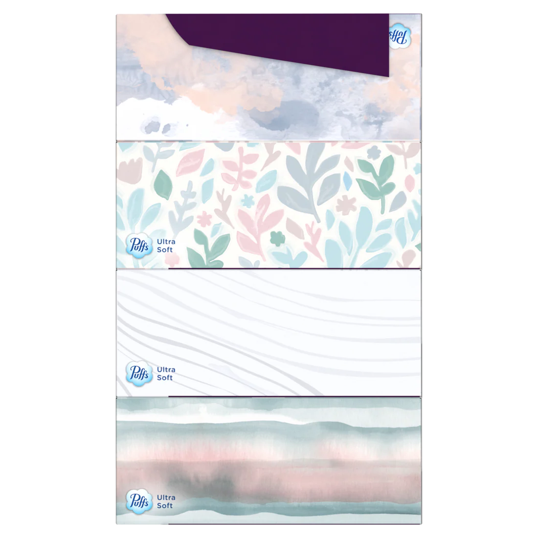 Puffs Ultra Soft Facial Tissues 4 Family Size Boxes 124 Facial Tissues Per Box - 496ct/6pk - Image 2