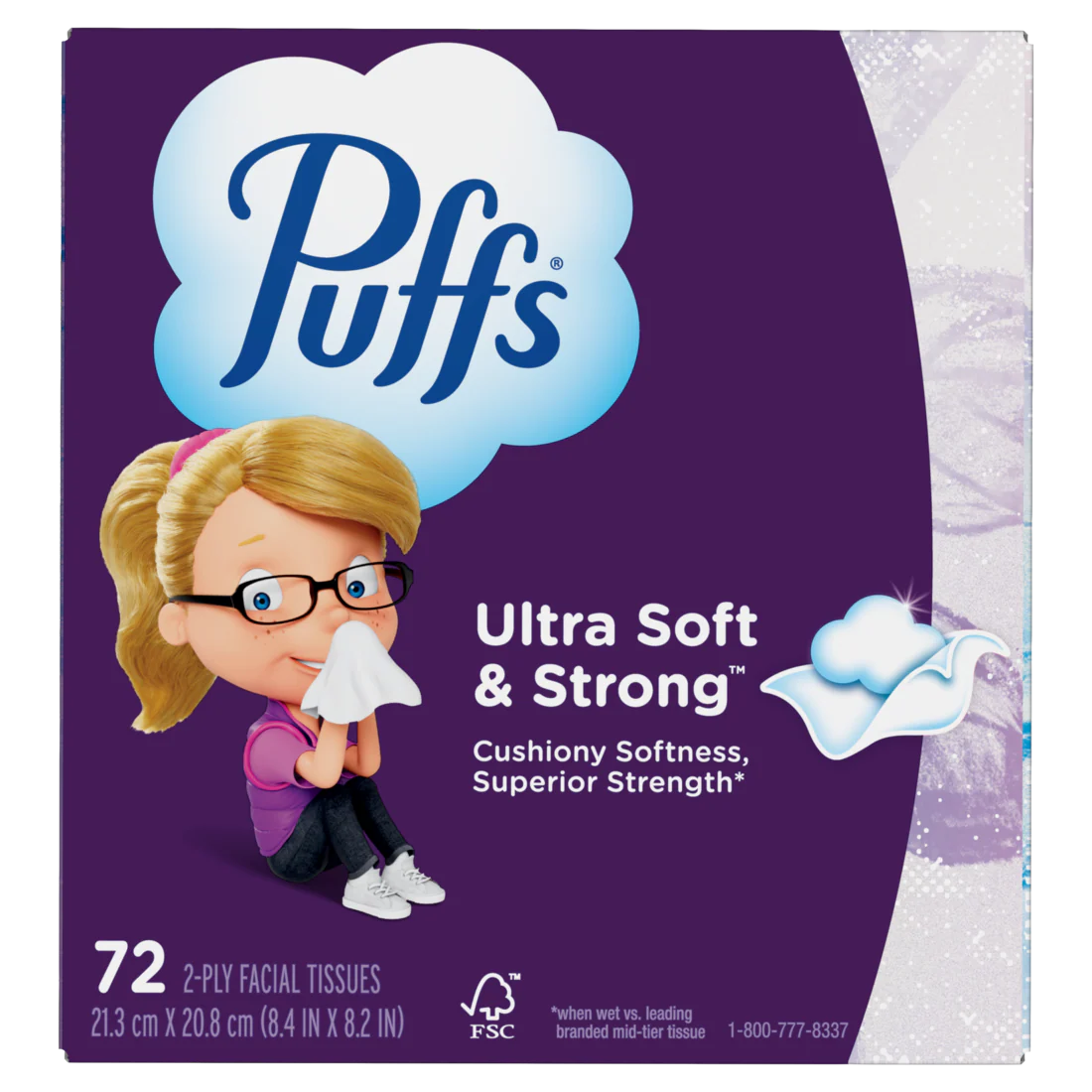 Puffs Ultra Soft Facial Tissues 1 Mega Cube Box 72 Facial Tissues Per Box - 72ct/18pk