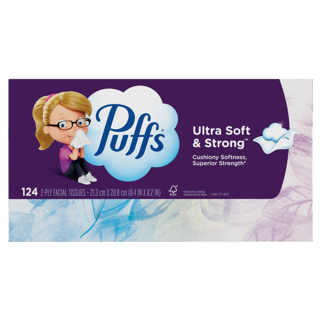 Puffs Ultra Soft Facial Tissues 1 Family Size Box 124 Facial Tissues Per Box - 124ct/24pk