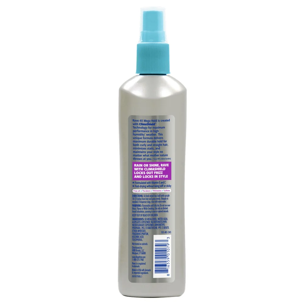 Rave Hairspray 4X Mega Unscented Non Aerosol - 11oz/12pk - Image 2