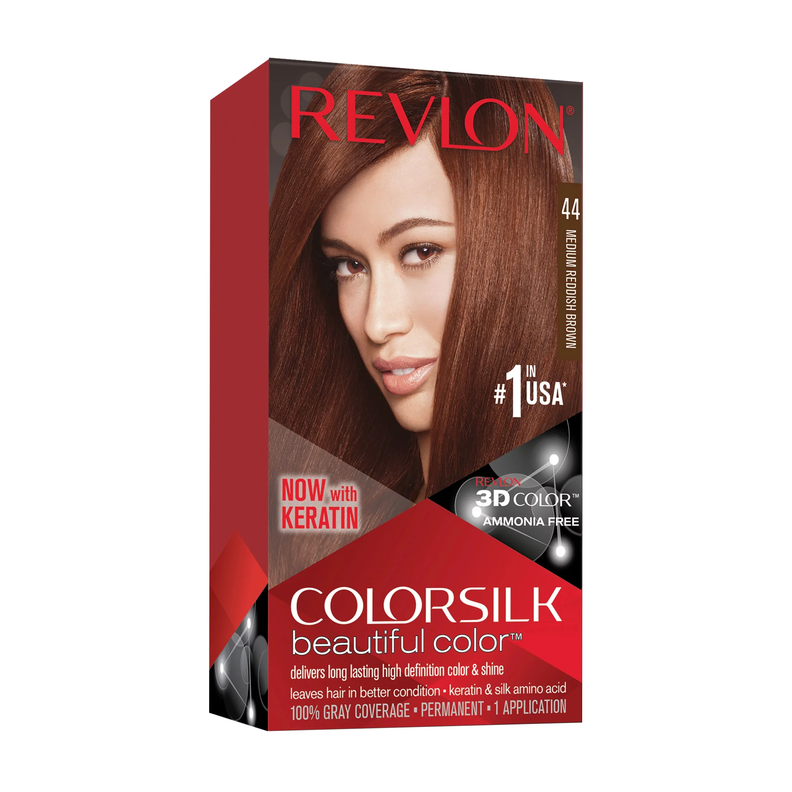 Revlon Colorsilk Hair Color USA #44 Medium Reddish Brown - 1ct/3pk