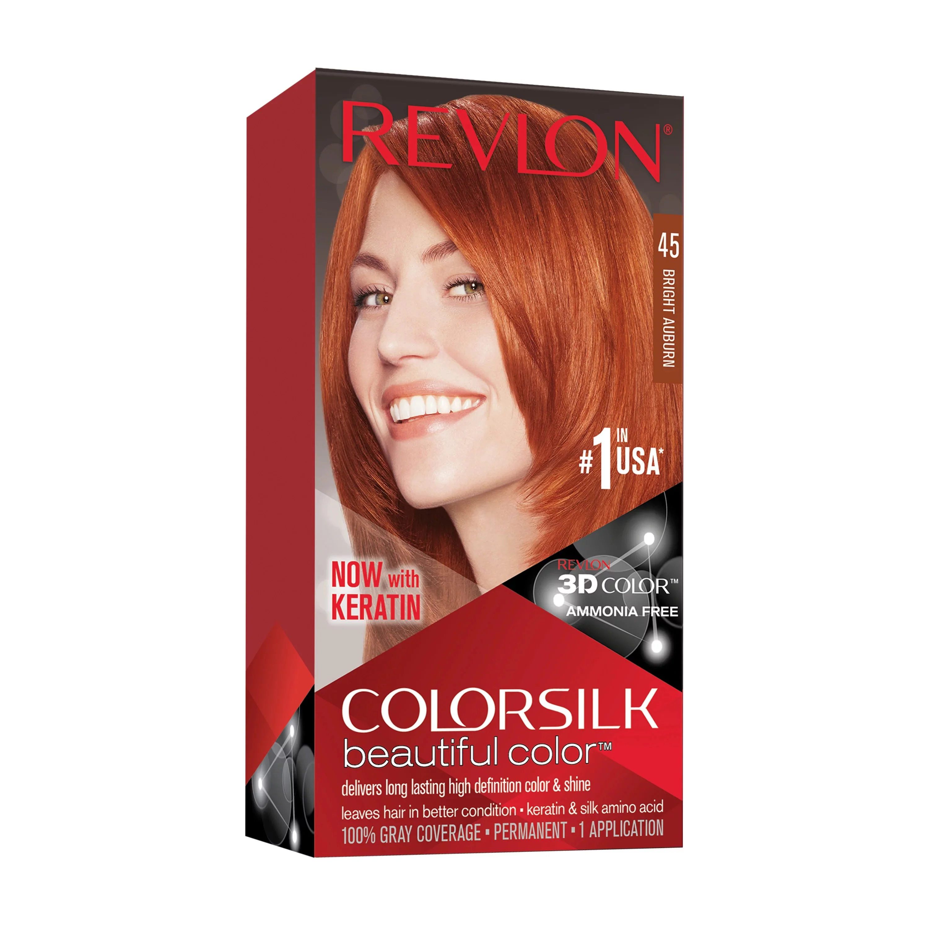 Revlon Colorsilk Hair Color USA #45 Bright Auburn - 1ct/3pk