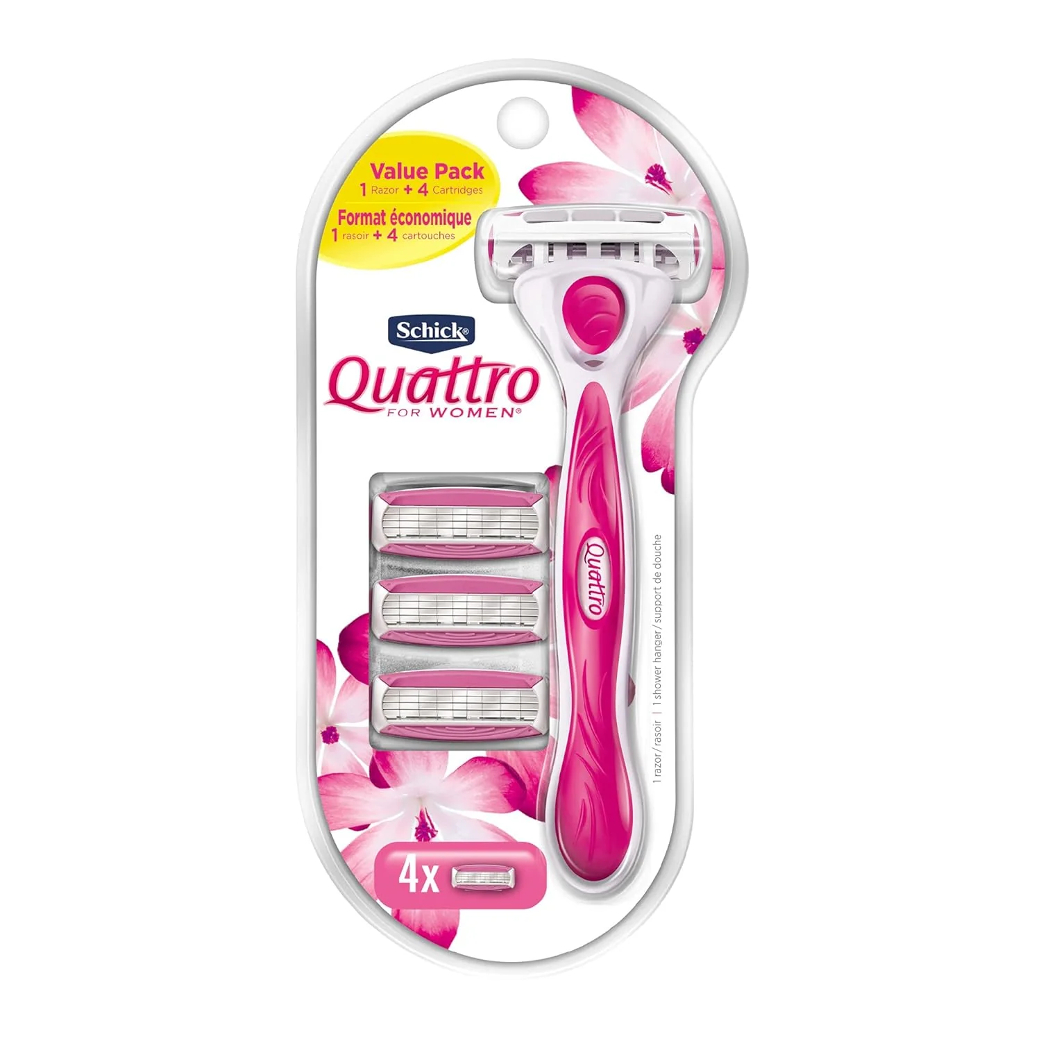 Schick Quattro For Women Razor Value Pack 1 Handle-4 Refills - 1ct/12pk