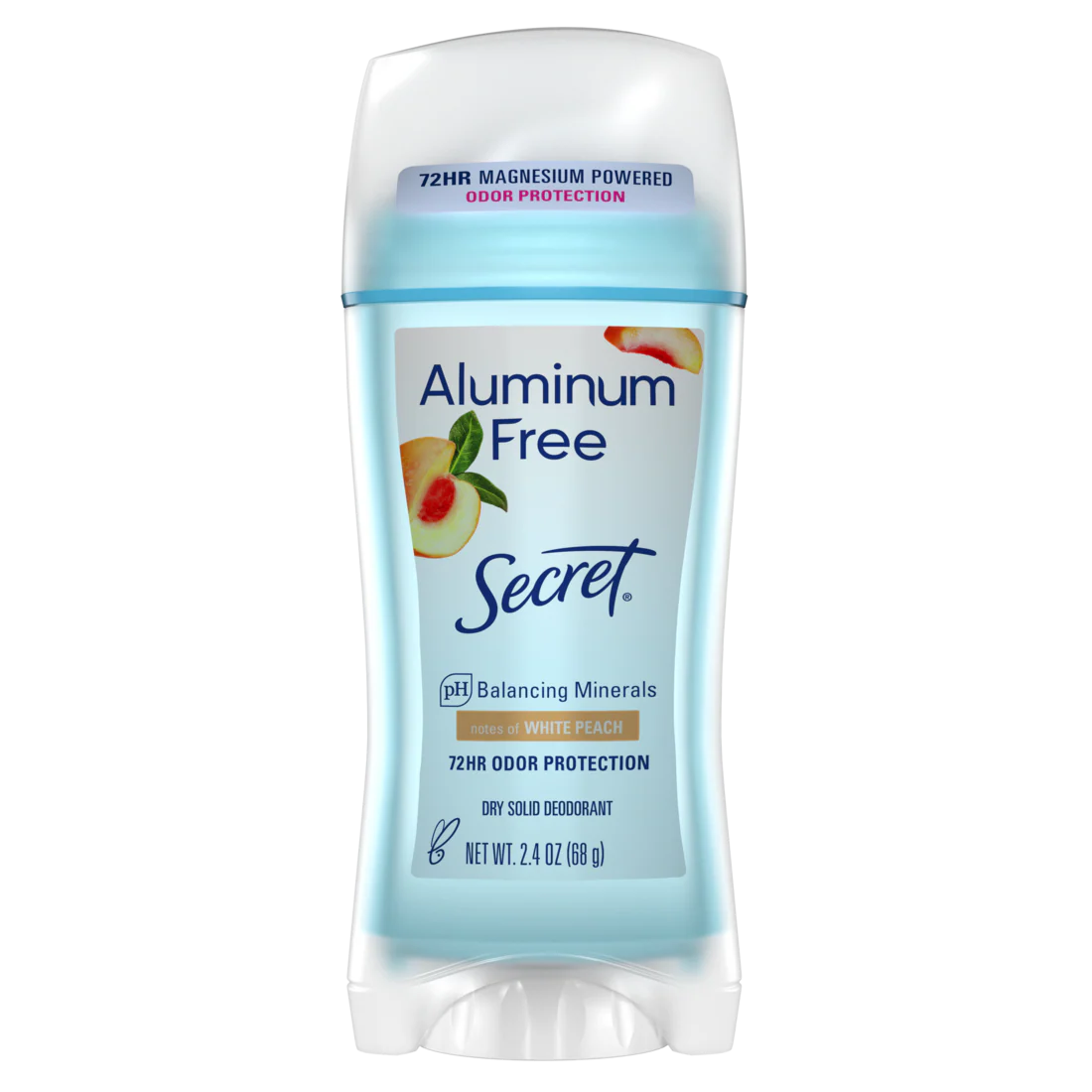 Secret Aluminum Free Deodornat For Women Dry Solid White Peach - 2.4oz/12pk