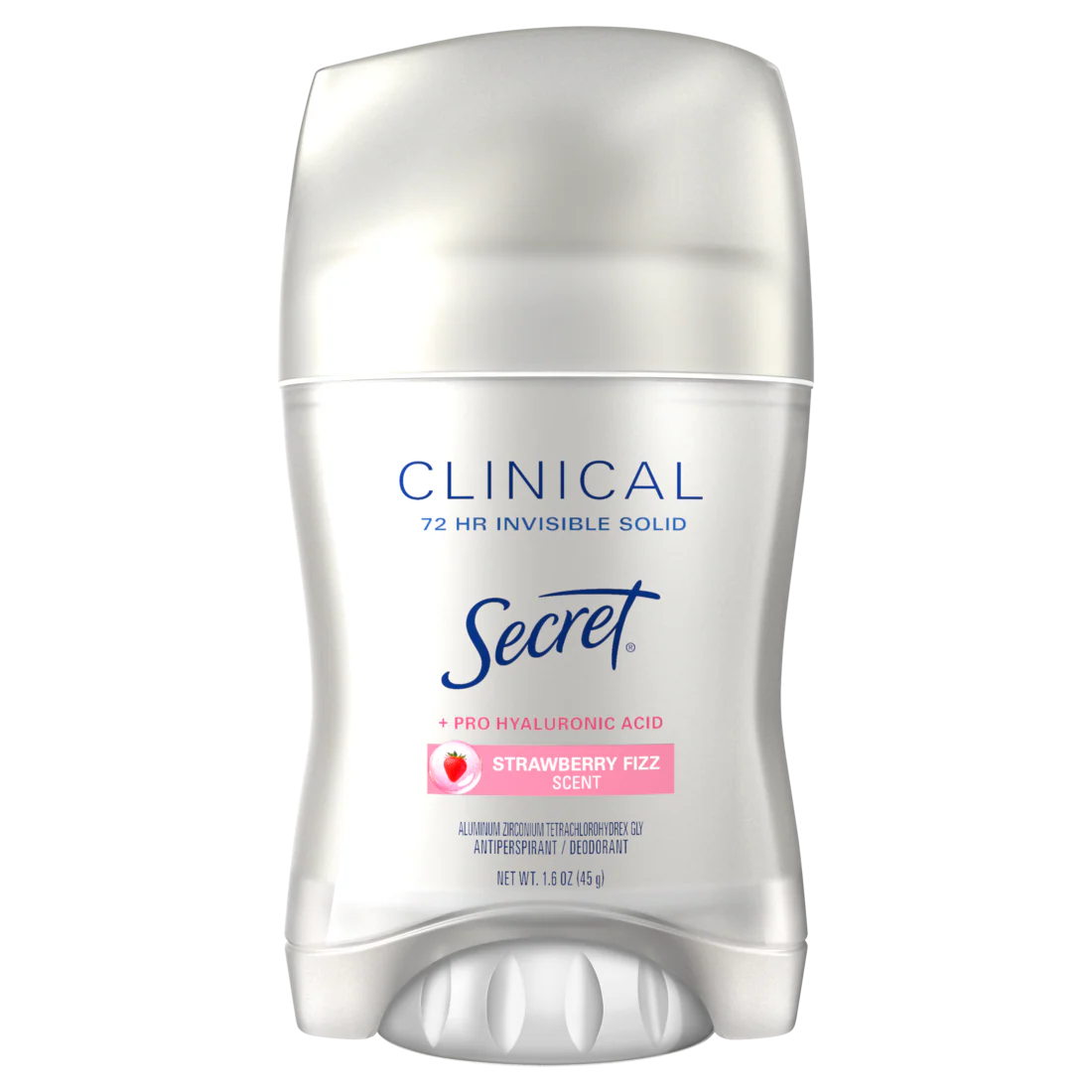Secret Clinical Strength Antiperspirant And Deodorant For Women Pro-Hyaluronic Acid Invisible Solid Strawberry Fizz - 1.6oz/12pk