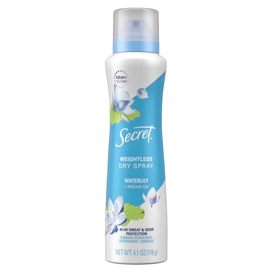 Secret Dry Spray Antiperspirant and Deodorant for Women Waterlily and Argan Oil - 4.1oz/12pk