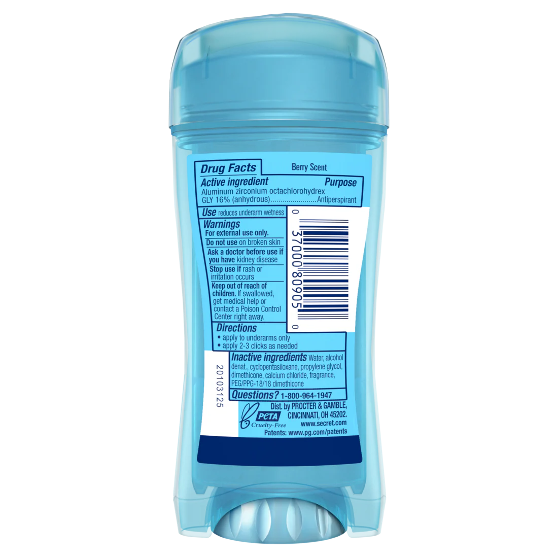 Secret Fresh Clear Gel Antiperspirant And Deodorant For Women Berry - 2.6oz/12pk - Image 2