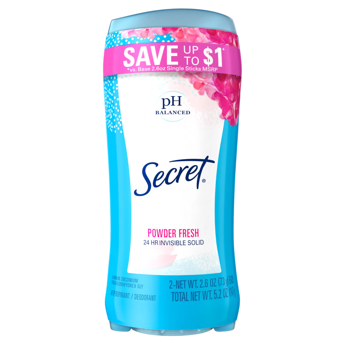 Secret Invisible Solid Antiperspirant And Deodorant Powder Fresh Twin Pack - (2x2.6)oz/6pk