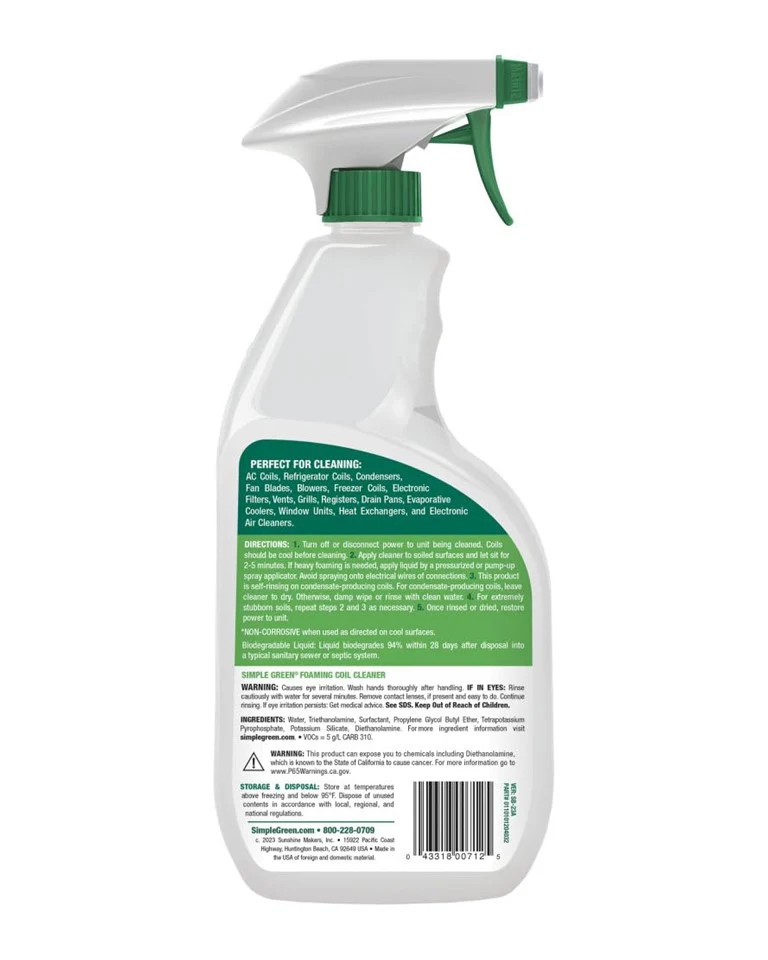 Simple Green Coil Cleaner Foaming Coil Condenser Trigger - 32oz/12pk - Image 2