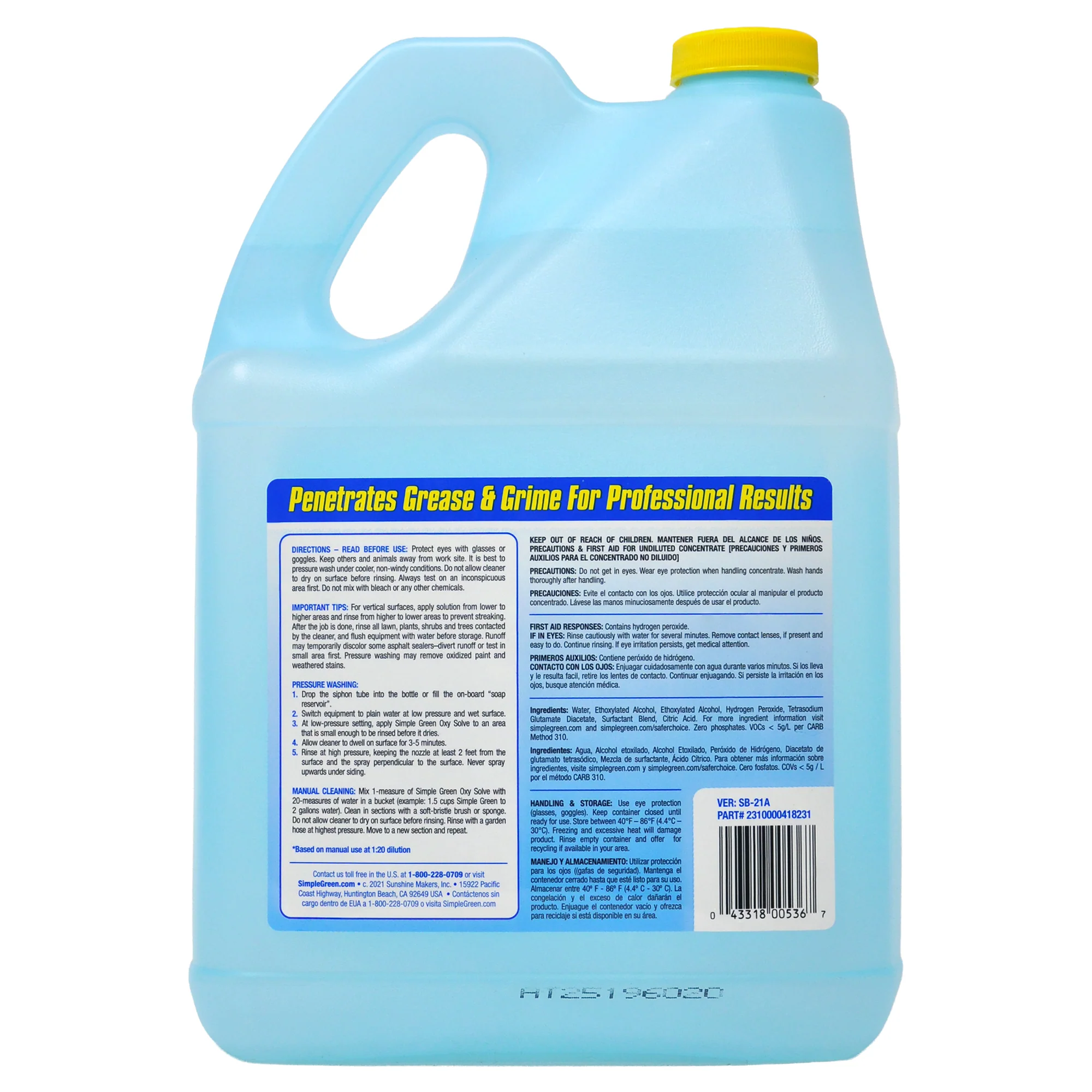 Simple Green Oxy Solve Pressure Washer Deck and Fence Cleaner - 1gal/4pk - Image 2