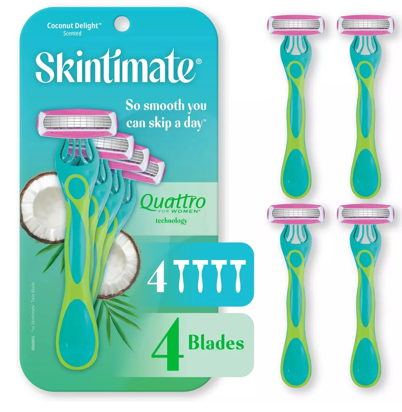 Skintimate Women's Disposable Razors Coconut Delight Scent 4 Blade - 4ct/3pk
