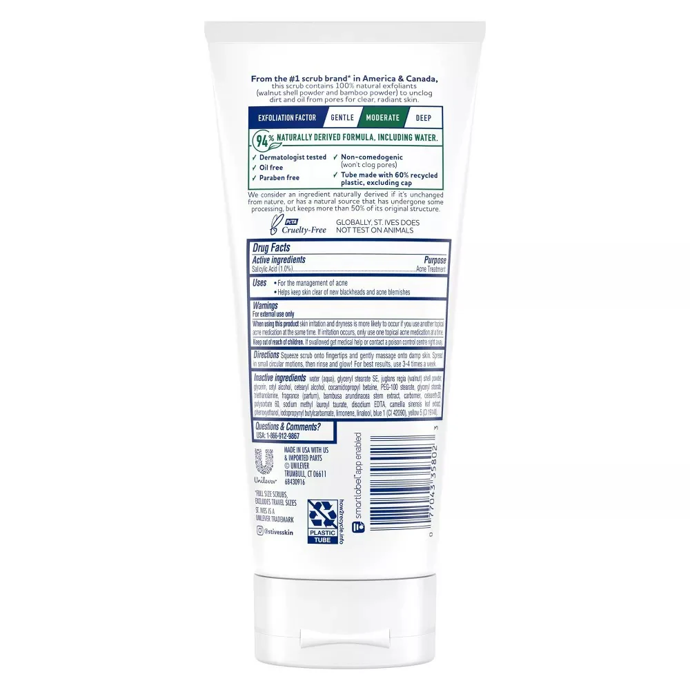 St. Ives Blackhead Clearing Face Scrub Green Tea and Bamboo - 6oz/6pk - Image 2