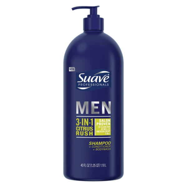 Suave Men Citrus Rush 3in1 Pump - 40oz/3pk