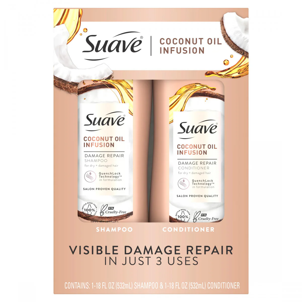 Suave Shampoo & Conditioner Coconut Oil Twin Pack - 18oz/4pk