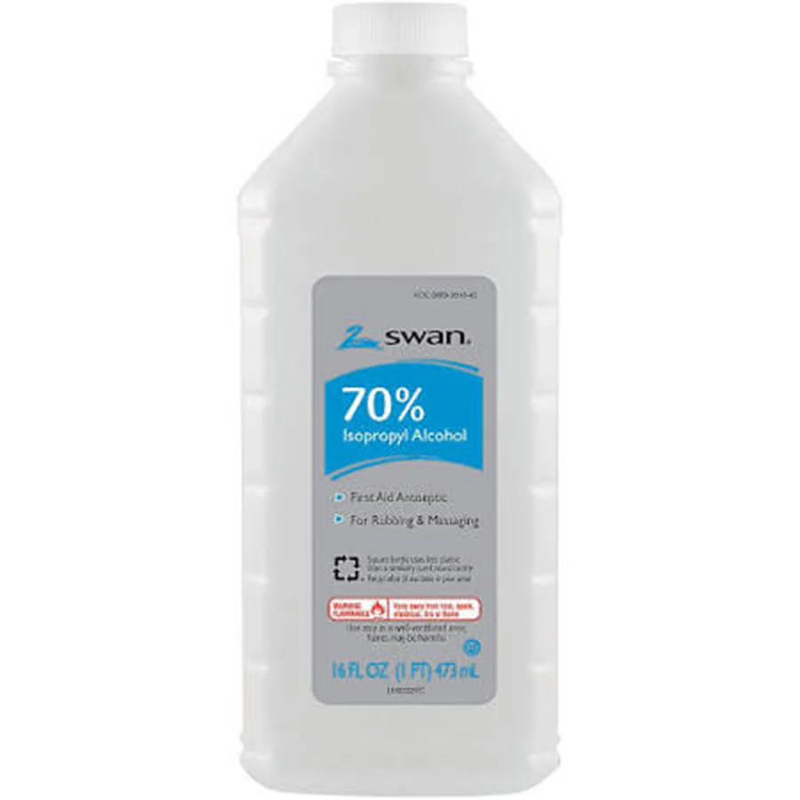 Swan Rubbing Alcohol 70% White - 16oz/12pk