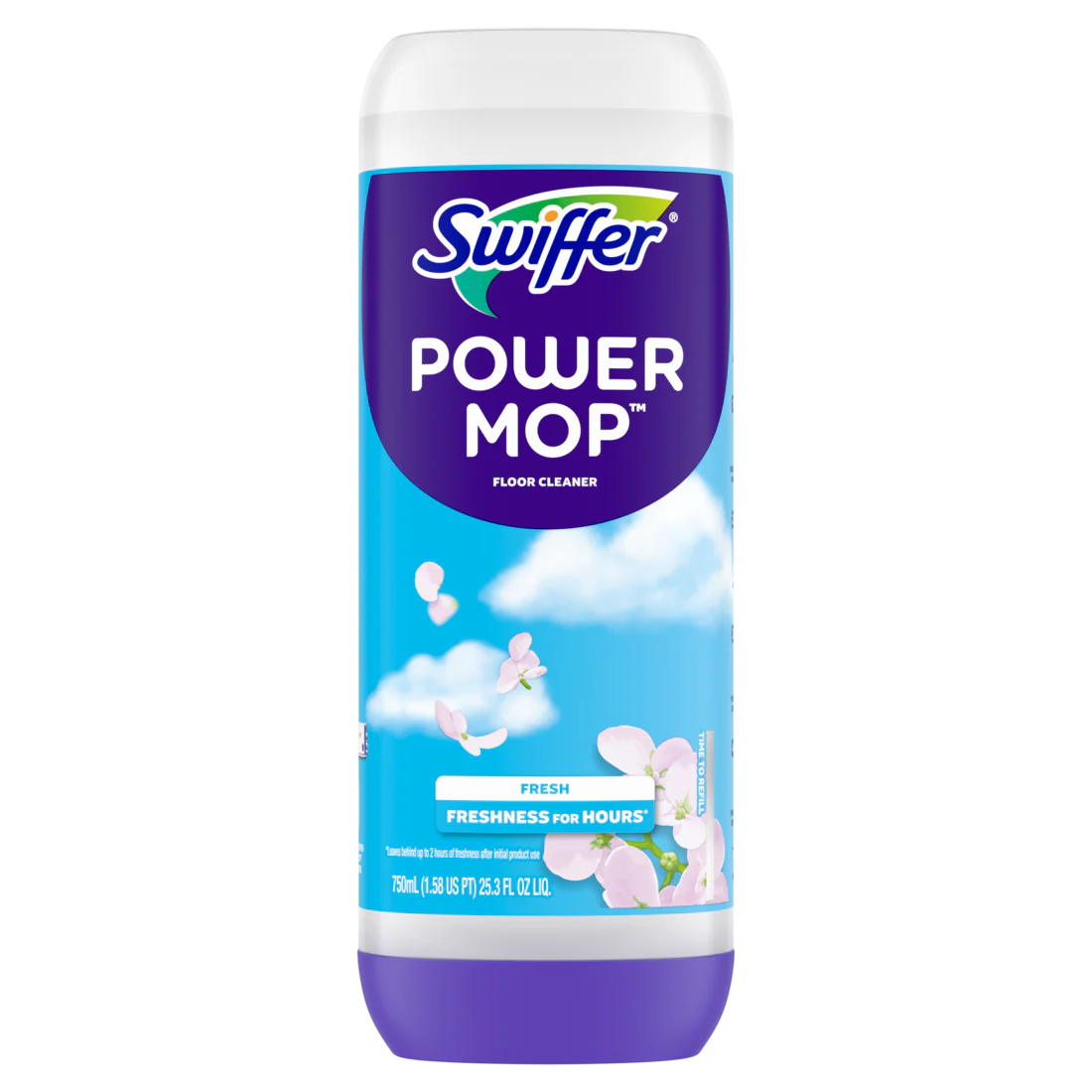 Swiffer Power Mop Refill Solution Floor Cleaner For Mopping Tile Vinyl Laminate Wood In Home Bathroom Kitchen All Purpose Multi-Surface Solution For Floor Cleaning Fresh Scent - 25.3oz/6pk