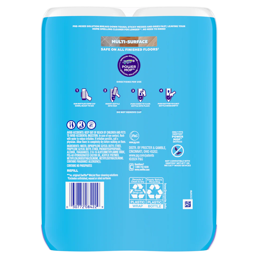 Swiffer Power Mop Refill Solution Floor Cleaner For Mopping Tile Vinyl Laminate Wood In Home Bathroom Kitchen All Purpose Multi-Surface Solution For Floor Cleaning Fresh Scent Double Pack - (2x25.3)oz/3pk - Image 2