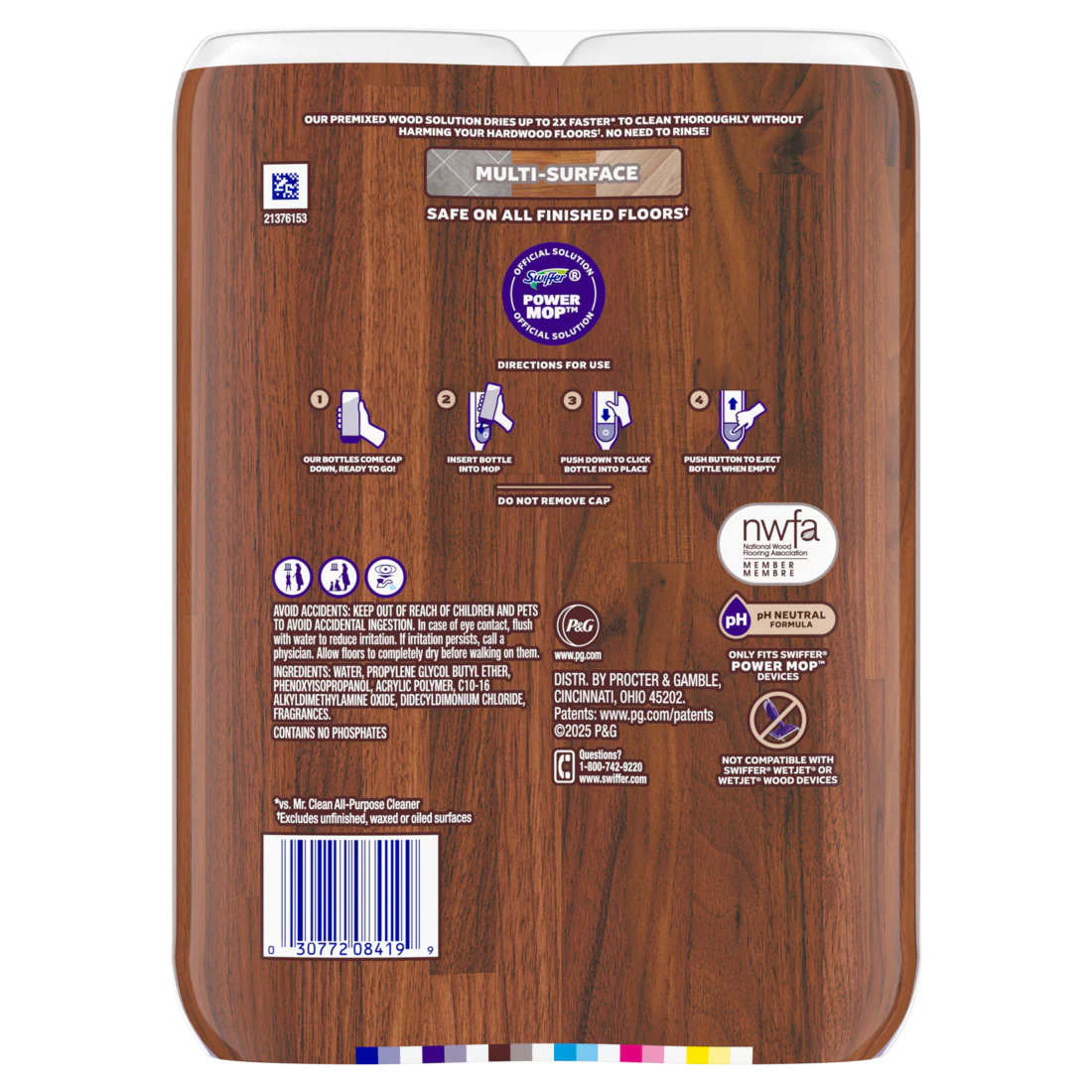 Swiffer Power Mop Wood Refill Solution Quickdry Hardwood Floor Cleaner Lemon Scent - (2x25.3)oz/3pk - Image 2