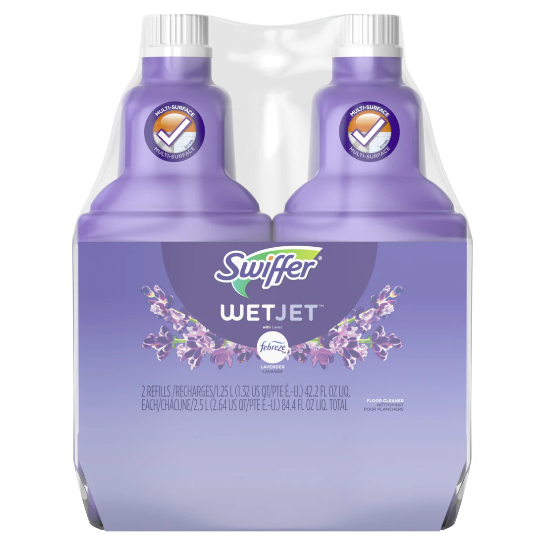 Swiffer WetJet Spray Mop Multi-Purpose And Hardwood Liquid Floor Cleaner Refill Assembled In The Usa Lavender Vanilla & Comfort Scent 2 Pack - (2x42.2)oz/3pk