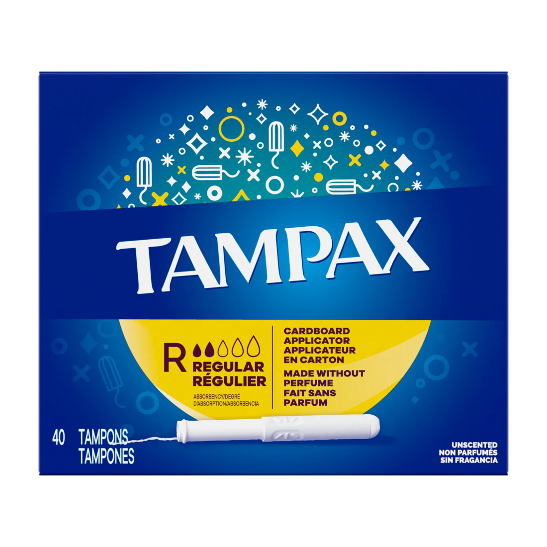 Tampax Cardboard Tampons Regular Absorbency Anti-Slip Grip Leakguard Skirt Unscented - 40ct/12pk - Image 2