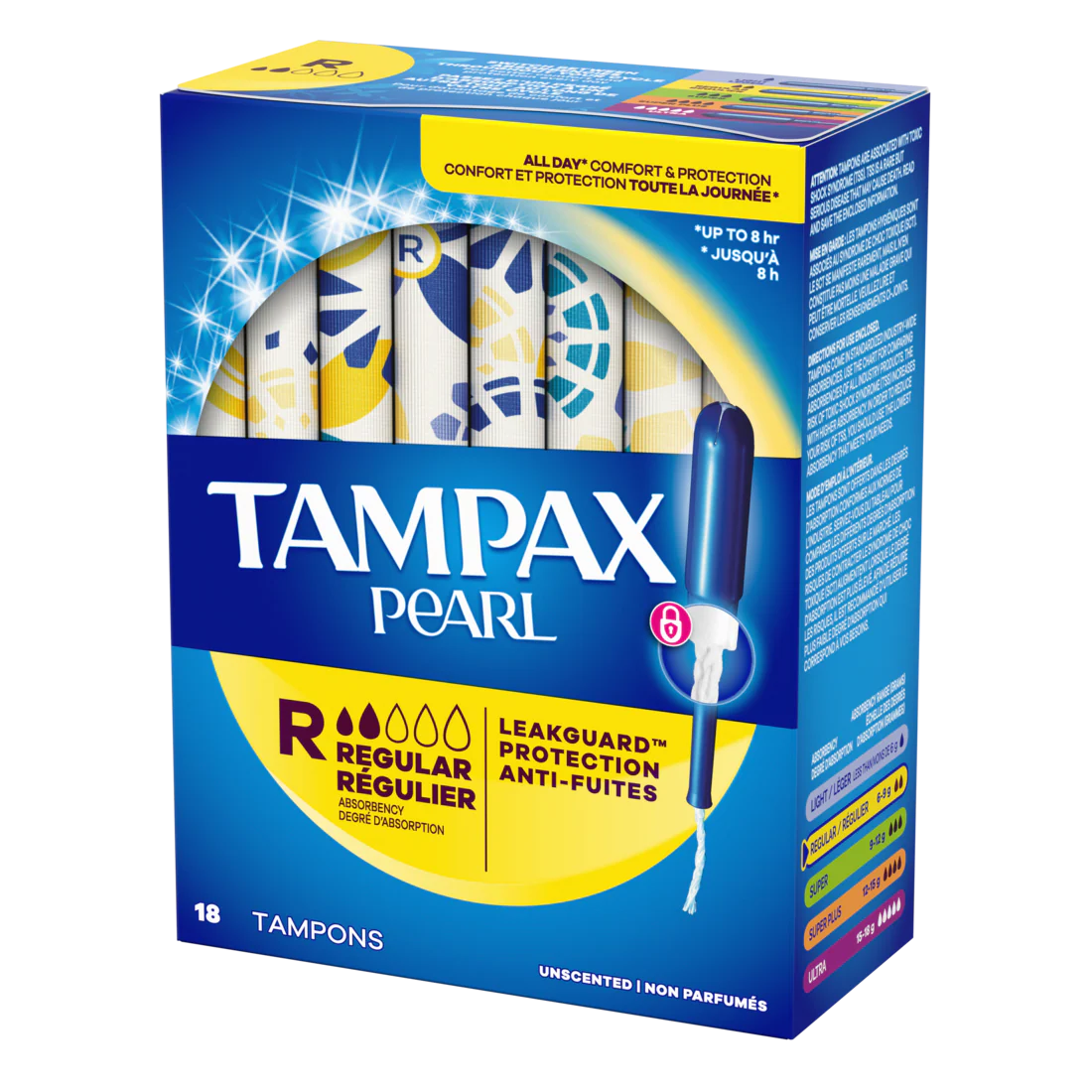 Tampax Pearl Tampons With Leakguard Braid Regular Absorbency Unscented - 18ct/12pk