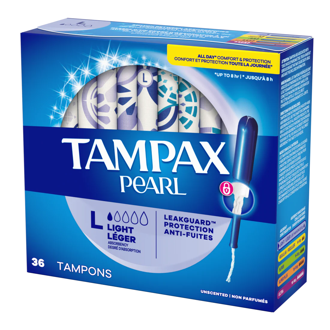 Tampax Pearl Tampons With Leakguard Braid Light Absorbency Unscented - 36ct/12pk