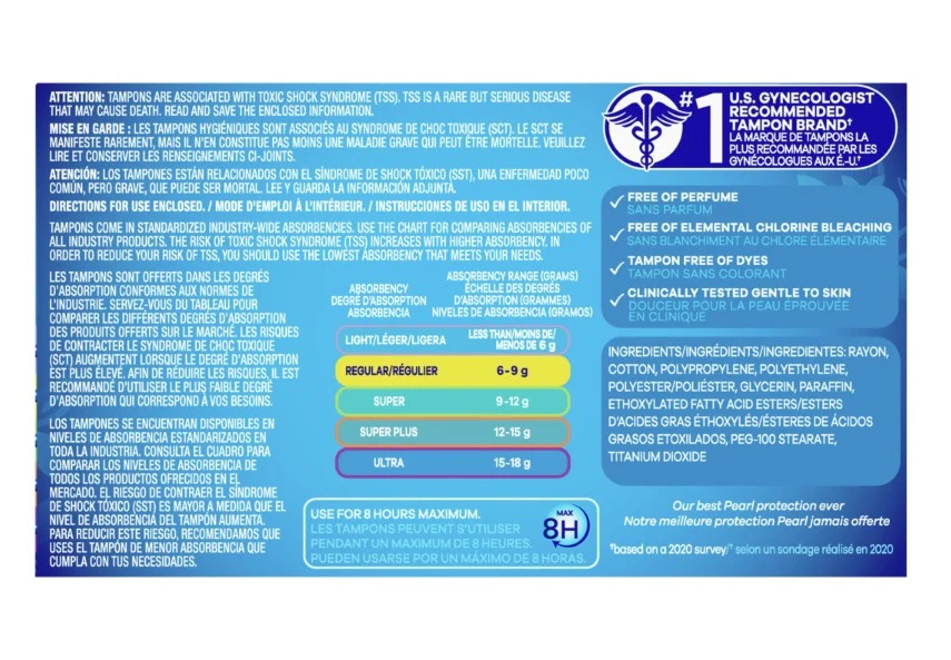 Tampax Pearl Tampons Regular Absorbency Unscented - 8ct/48pk - Image 2