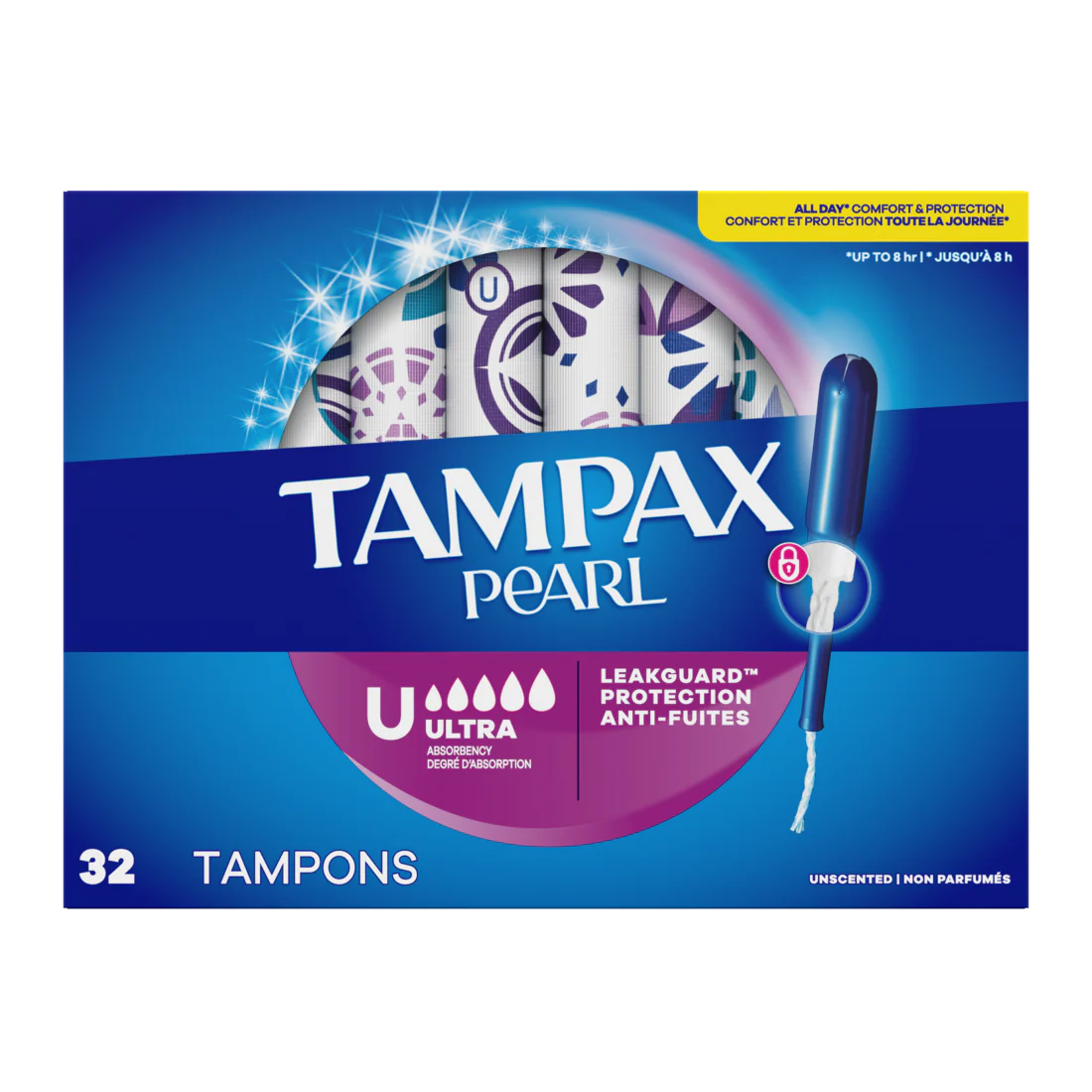 Tampax Pearl Tampons With Leakguard Braid Ultra Absorbency Unscented - 32ct/8pk