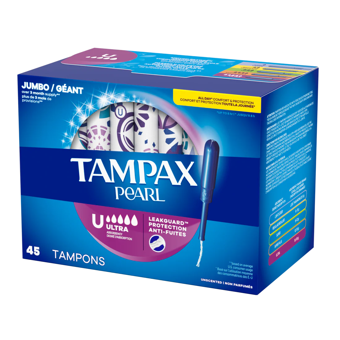 Tampax Pearl Tampons With Leakguard Braid Ultra Absorbency Unscented - 45ct/6pk