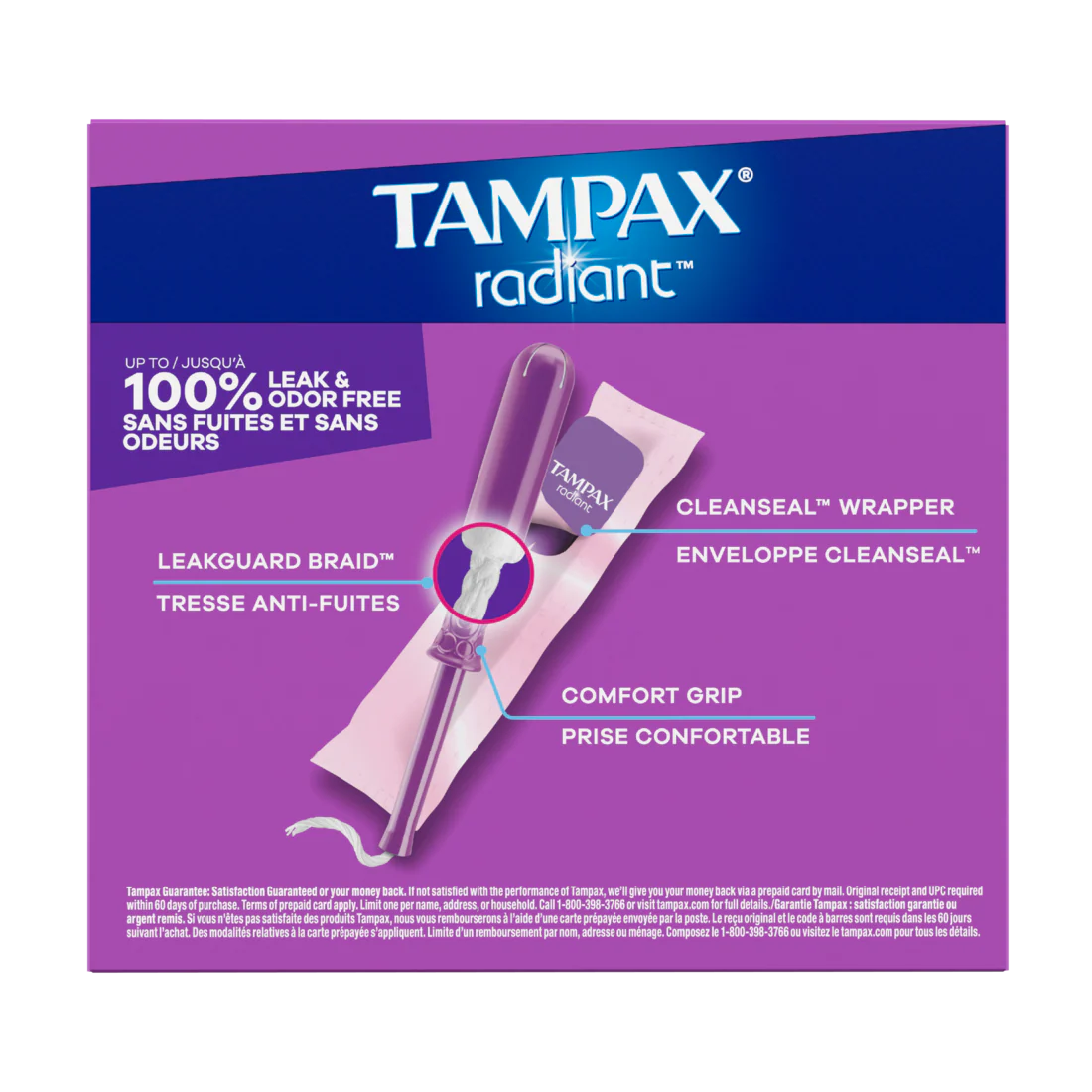 Tampax Radiant Tampons Multipack With Leakguard Braid Light/Regular Absorbency Unscented - 26ct/6pk - Image 2