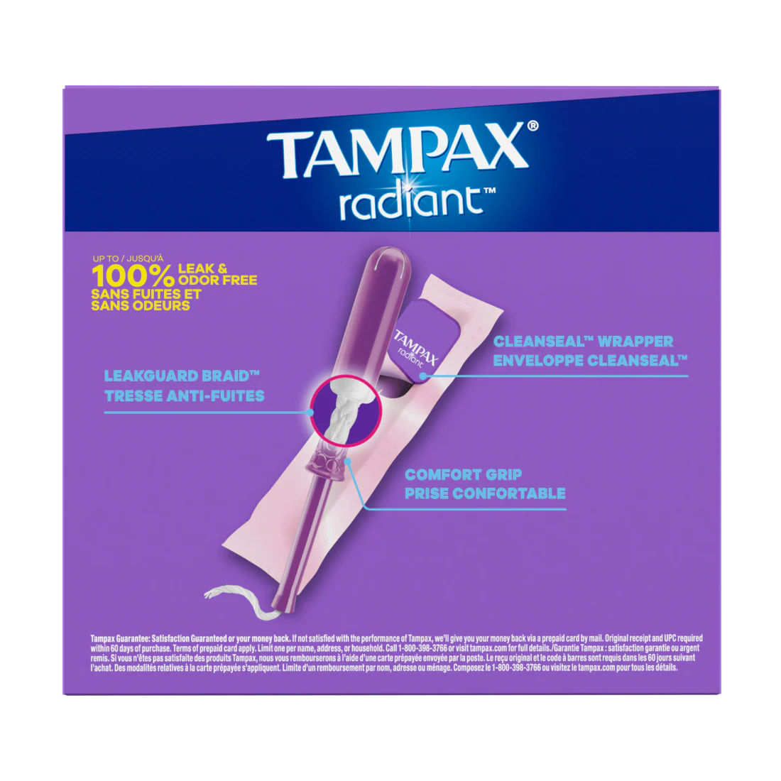Tampax Radiant Tampons With Leakguard Braid Super Plus Absorbency Unscented - 28ct/6pk - Image 2