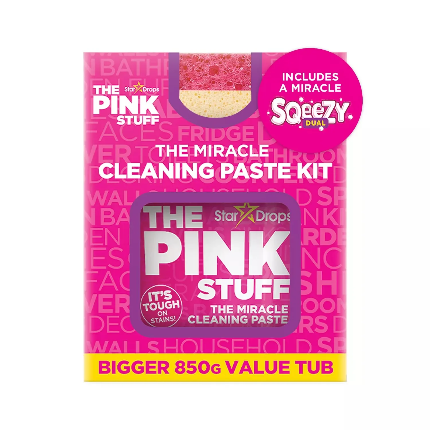The Pink Stuff Miracle Cleaning Kit Paste with Dual-Sided Sponge and Scrubber - 1ct/1pk