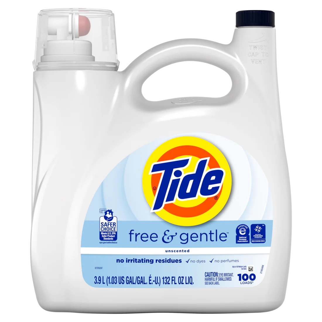 Tide Free & Gentle Liquid Laundry Detergent 100 Loads Tide Laundry Detergent Clean Laundry Detergent - 132oz/4pk