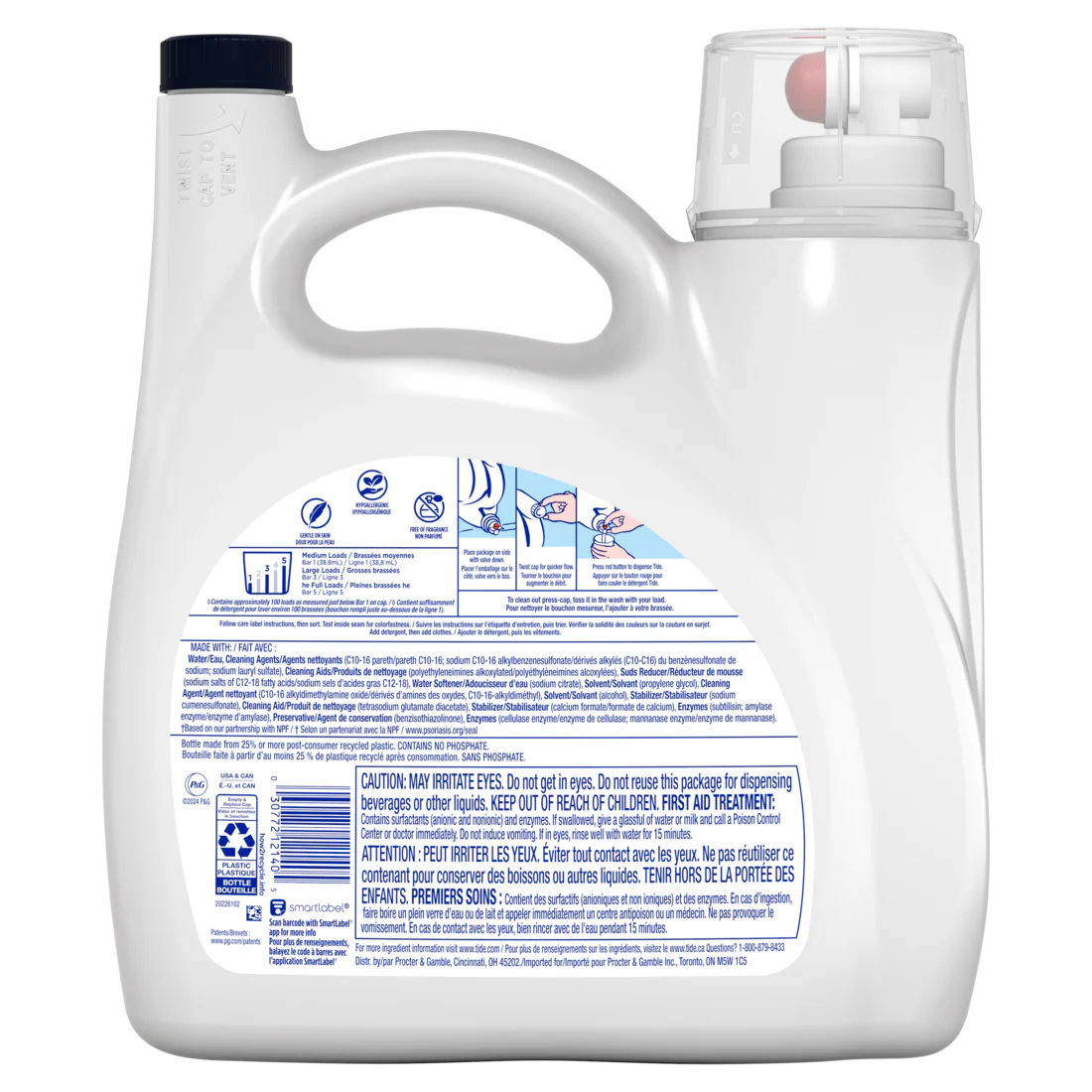 Tide Free & Gentle Liquid Laundry Detergent 100 Loads Tide Laundry Detergent Clean Laundry Detergent - 132oz/4pk - Image 2