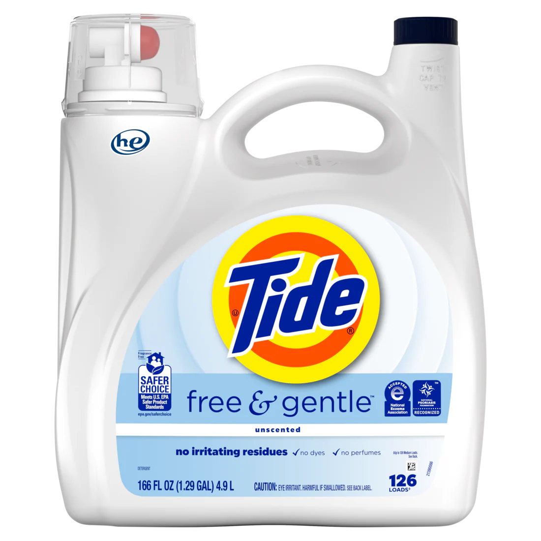 Tide Free & Gentle Liquid Laundry Detergent 126 Loads Tide Laundry Detergent Clean Laundry Detergent - 166oz/4pk