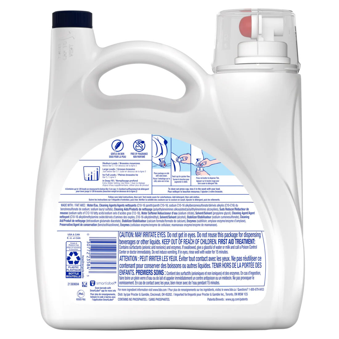 Tide Free & Gentle Liquid Laundry Detergent 126 Loads Tide Laundry Detergent Clean Laundry Detergent - 166oz/4pk - Image 2