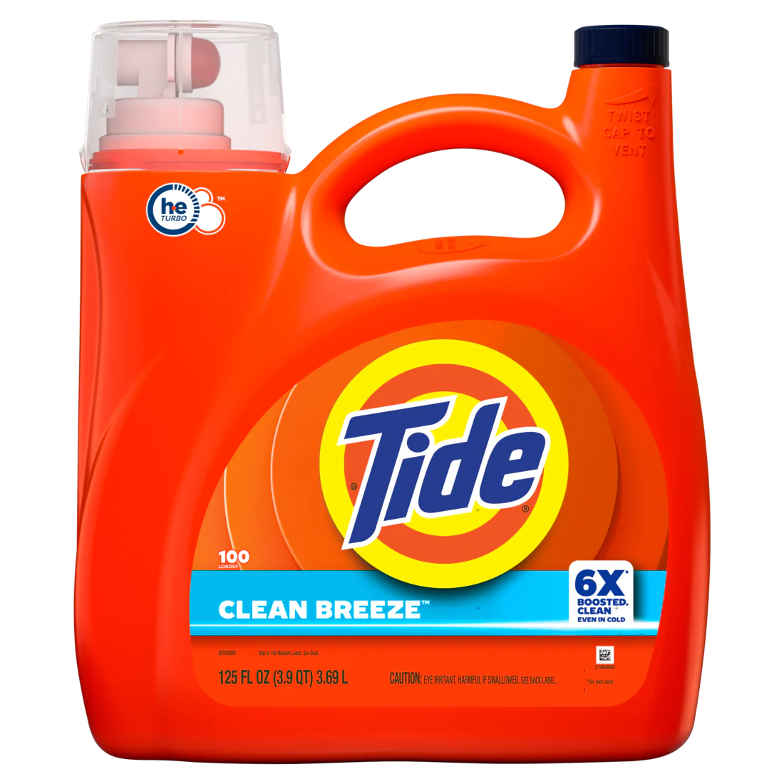 Tide Liquid Laundry Detergent Clean Breeze Scent 100 Loads Boosted Clean Even In Cold Water Laundry Soap Concentrated Liquid Detergent - 125oz/4pk