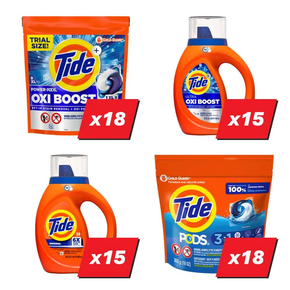 Tide Liquid & Pods Laundry Detergent Display (18x9ct Oxi Pods; 15x27oz Oxi Liquid; 15x29oz Original Liquid; 18x14ct Original Pods) - 66pk - Image 2