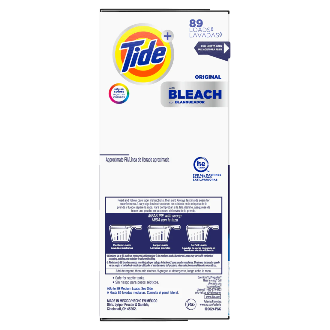 Tide Powder Laundry Detergent With Bleach Original Scent 89 Loads - 129oz/2pk - Image 2