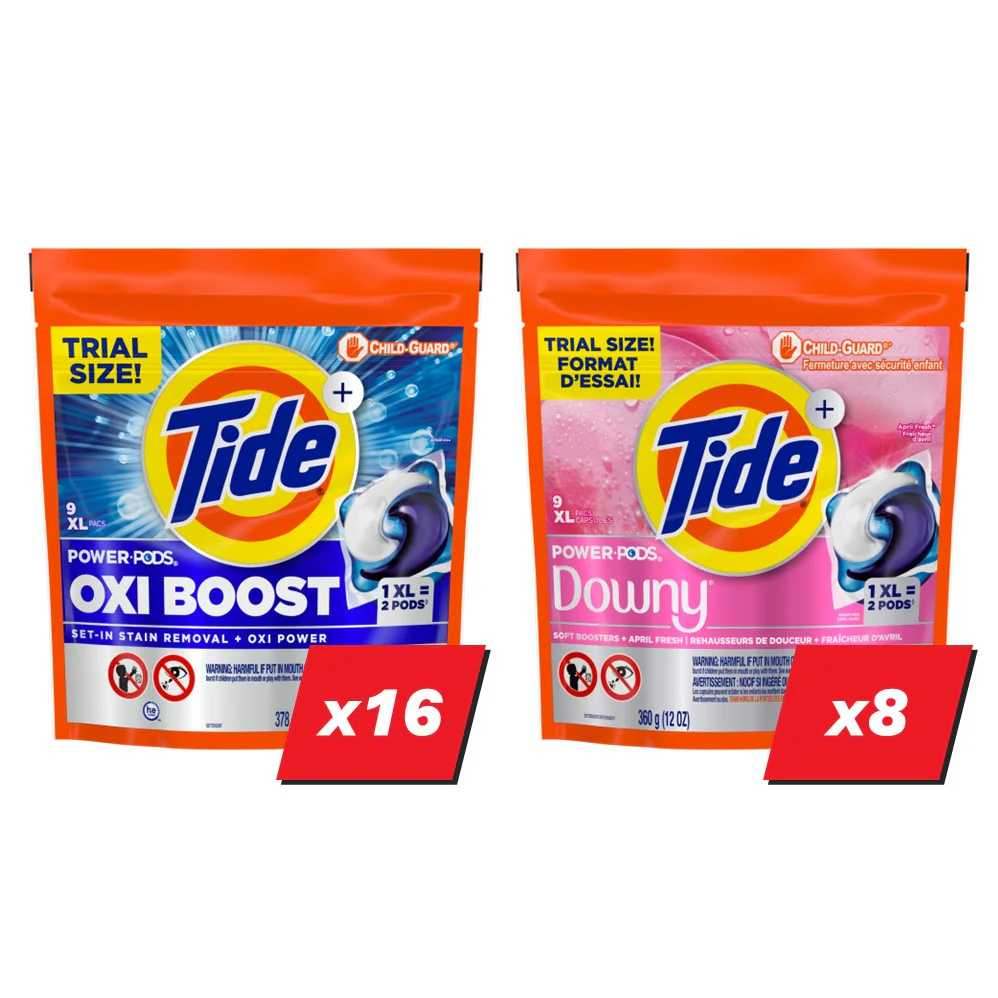 Tide Power Pods Laundry Detergent Display (16x9ct Oxi Boost; 8x9ct April Fresh) - 9ct/24pk - Image 2