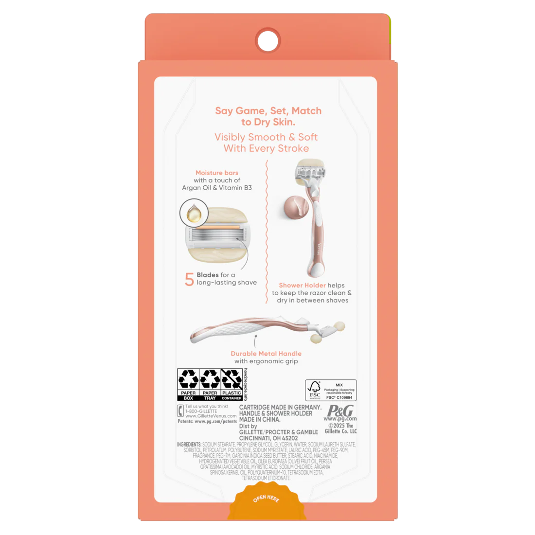 Venus Moistureglide Women's Razor Limited Edition Handle 2 Razor Blade Refills and Shower Holder - 1box/36pk - Image 2