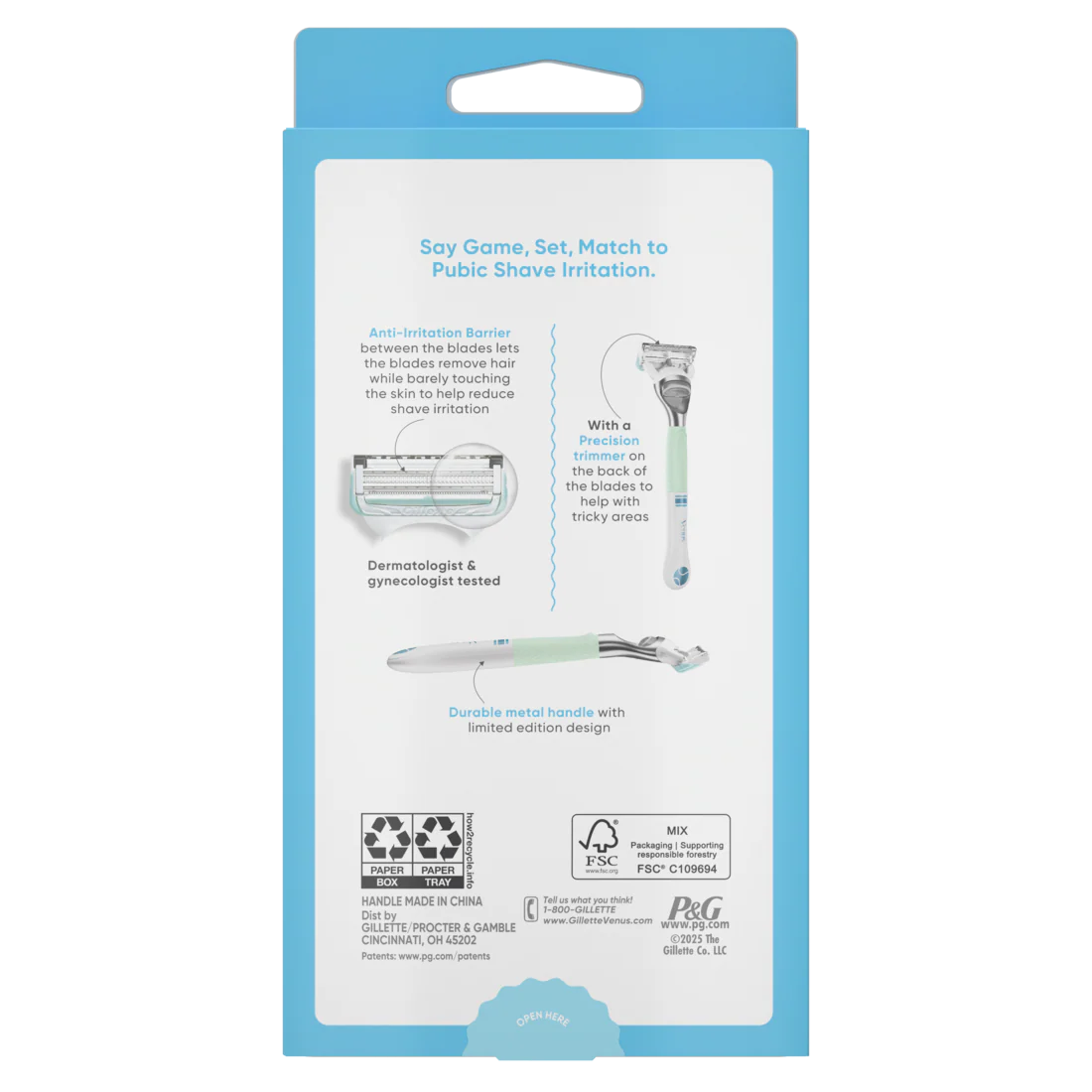 Gillette Venus for Pubic Hair and Skin Women's Razor Limited Edition Metal Handle + 2 Blade Refills - 1box/36pk - Image 2